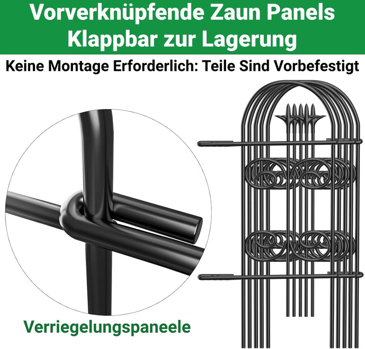 Amagabeli Beetzaun Metall 81cm(H) x38cm(L)-7P Gartenzaun Metall Zaunelementen Gartenzäune Dekorative
