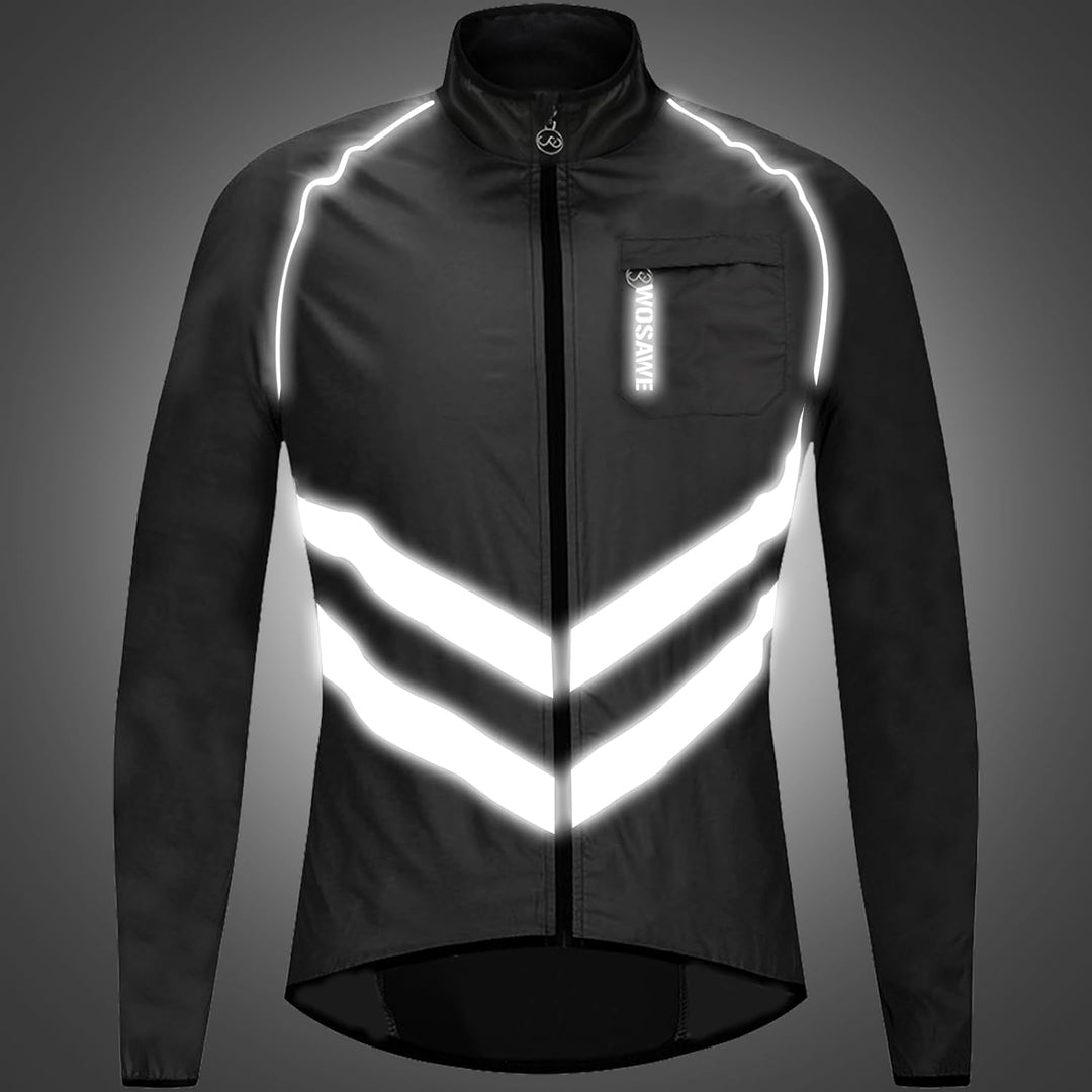 WOSAWE Fahrradjacke für Herren Leichte Winddicht Laufjacke Windbreaker Reflektierend Radjacke Mantel
