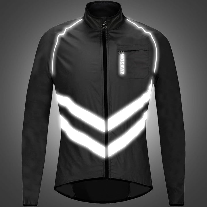 WOSAWE Fahrradjacke für Herren Leichte Winddicht Laufjacke Windbreaker Reflektierend Radjacke Mantel