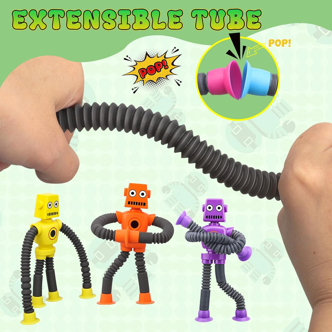 14 PCS Roboter Rohre Saug Fidget Spielzeug, sensorisches Badespielzeug für Kid Baby Kleinkind, teles