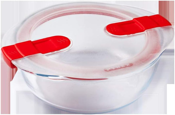 Pyrex 1451132 Cook and Heat Cook & Heat – Set aus 3 Lebensmitteln, rund, Glas, 1,1 l, mit luftdichte