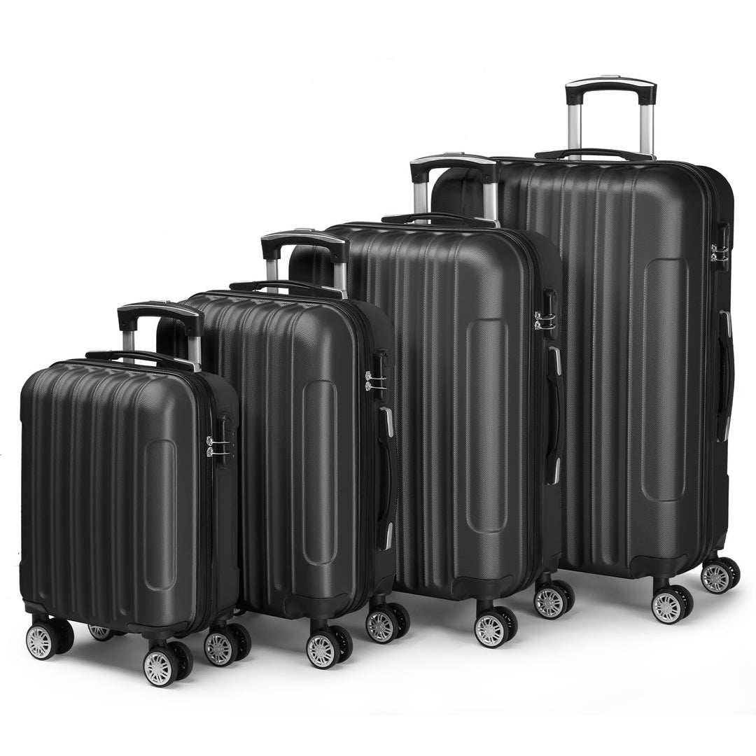 LALAHO Kofferset 4 teilig (Schwarz) | Reisekoffer Set, Hartschalen Koffer Set aus ABS, Gepäckset mit