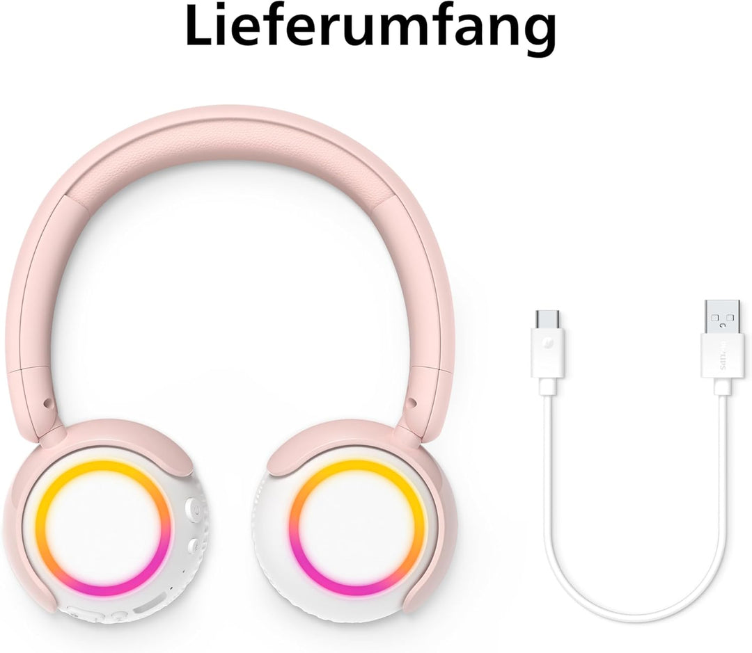 PHILIPS TAK4200PK 4200 Serie Kabellose Faltbare On-Ear-Kinderkopfhörer | Lautstärkebegrenzung, Audio