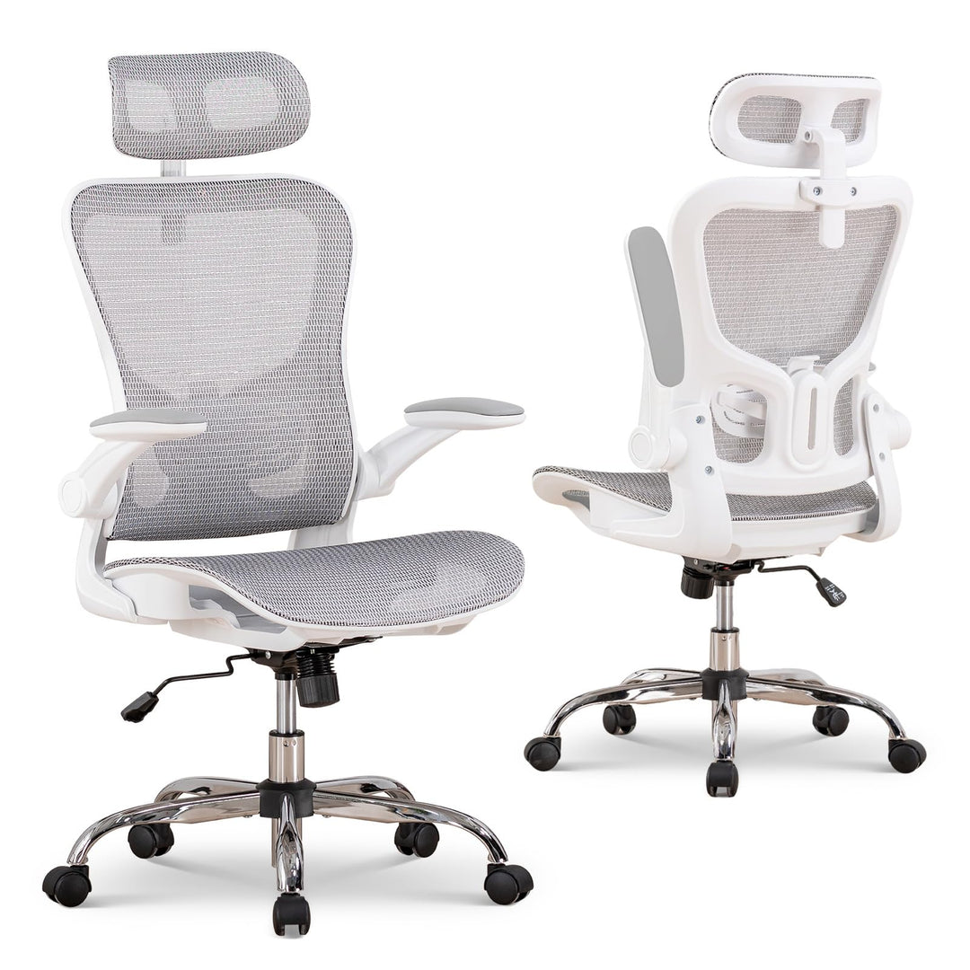 GTPLAYER Bürostuhl Ergonomisch, Schreibtischstuhl mit Verstellbarer Kopfstütze, Armlehnen, Lendenwir