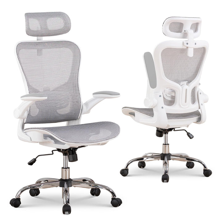 GTPLAYER Bürostuhl Ergonomisch, Schreibtischstuhl mit Verstellbarer Kopfstütze, Armlehnen, Lendenwir