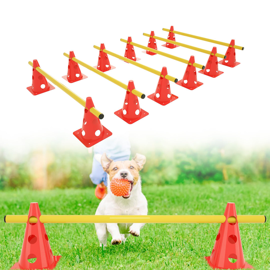 6er Sports Steckhürdenset Höhenverstellbar Agility Hürden Steckhürden Set für Kinder Hunde Agility T