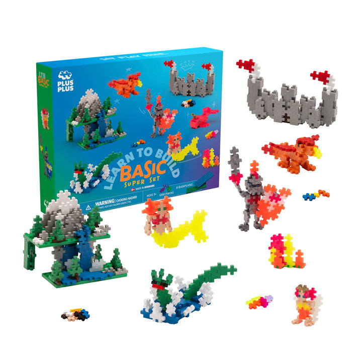 Plus-Plus 9603811 Geniales Konstruktionsspielzeug, Learn to Build Super Bausteine-Set, 1200 Teile, b