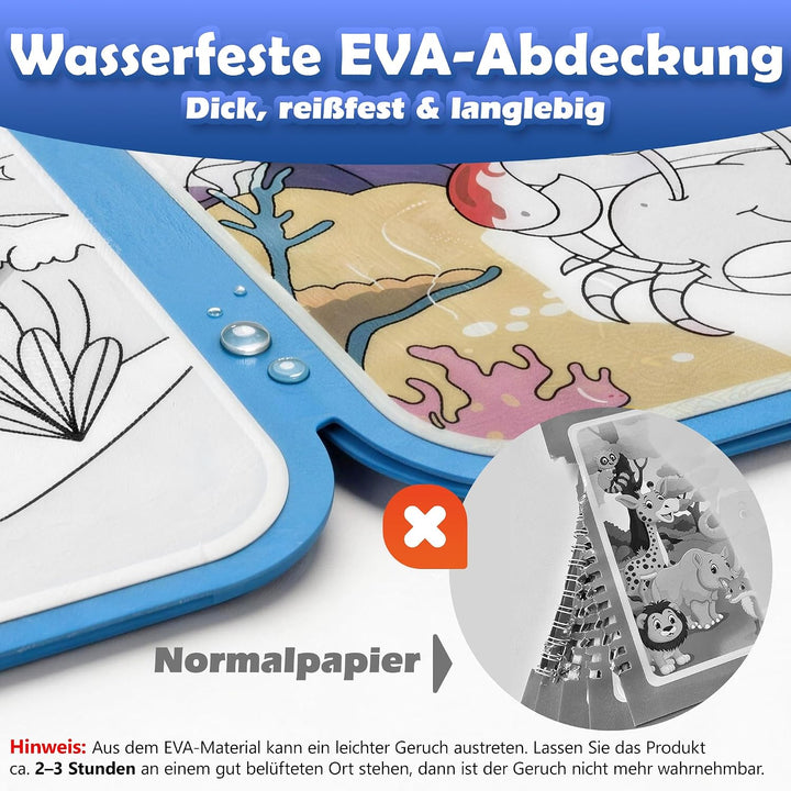 cabaro 4er Set EVA Wassermalbuch Kinder ab 3 Jahre, Reissfest &amp; Wasserdicht | Wiederverwendbares Mag