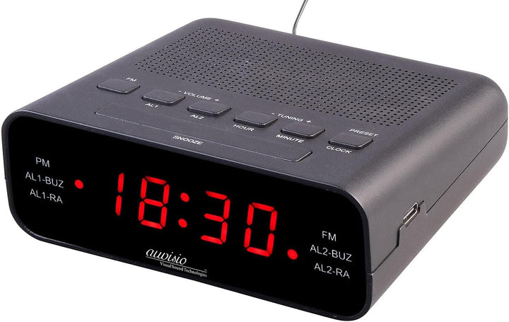 auvisio UKW-Radiowecker mit 2 Weckzeiten und LED-Anzeige, Schlummer, 4er-Set