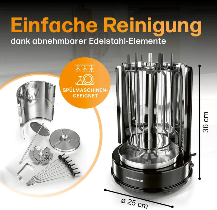 GOURMETmaxx Dönergrill | vertikaler Elektrogrill für Döner, Gyros, Schaschlik | Grill elektrisch mit