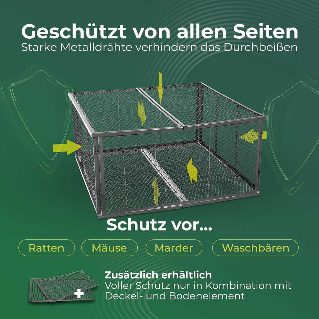 Novatool Garten-Komposter Metall 100x100x50 cm, mit erweiterbarem Stecksytem, pulverbeschichteter Me