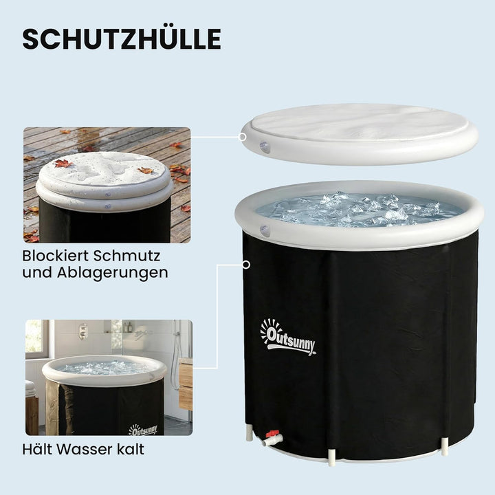 Outsunny Eisbad Ø78 cm Faltbare Eisbadewanne aufblasbare Eistonne 280L mit 3 Isolierschichten Abdeck