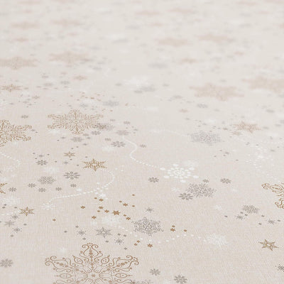 ANRO Wachstuchtischdecke Wachstuch Wachstischdecke Tischdecke Weihnachten Schneeflocken Beige 100x14