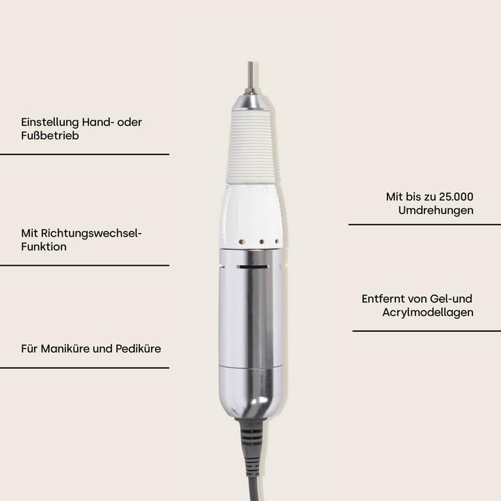 Emmi Nail Fräser Quick 3 Plus I Elektrischer Fräser für Gelnägel mit 25.000 U/Min I Elektrische Nage