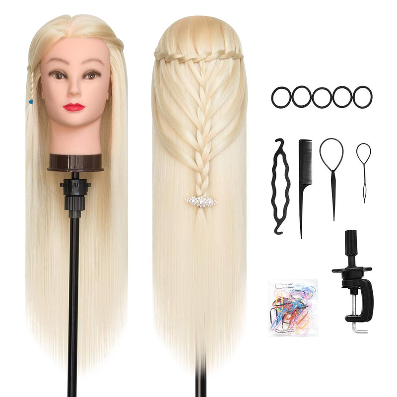 Frisierkopf, DanseeMeibr 26-28 Inch 100% Kunsthaar Weich Professioneller Friseurkopf Übungskopf Fris