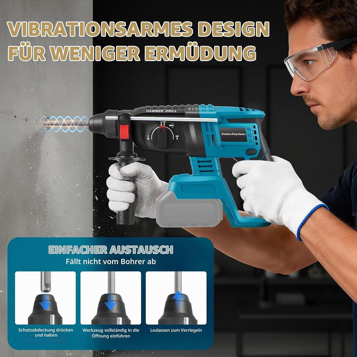 Batteriehammerbohrer für professionelles 18 V System, Haedswer kompatibel mit der Makita 18 V Batter
