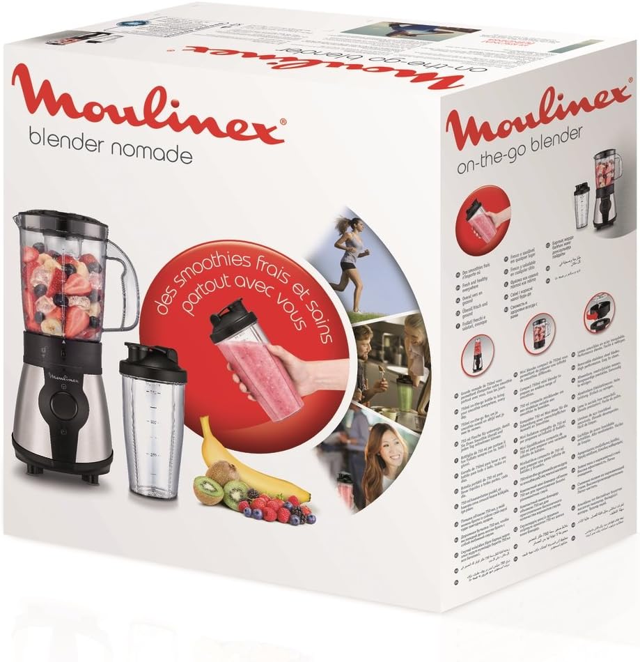 Moulinex Blend&Go LM1B1D 300W Mixer, Smoothie-Mixer mit 750 ml Kunststoffkrug, inklusive 750 ml trag