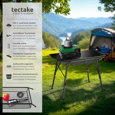 tectake® Campingtisch, Klapptisch aus Aluminium, Campingtisch faltbar, Reisetisch, Gartentisch klapp