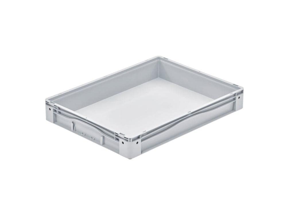 PROREGAL Euro-Norm Grossbehälter | HxBxT 12x60x80cm | 49 Liter | Glatter Boden | Grau | Eurobehälter