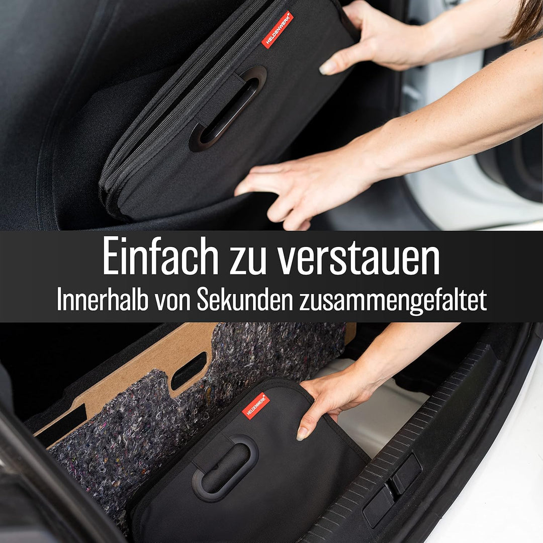 HELDENWERK Kofferraumtasche faltbar mit Anti-Rutsch-Klett - Kofferraum-Organizer, Auto Faltbox, Eink