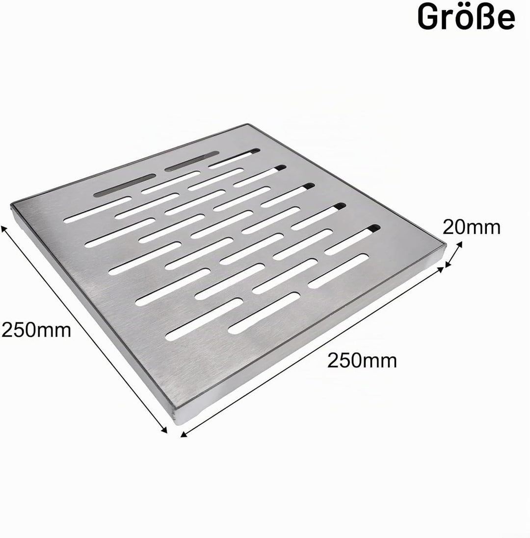 Zoegneer Edelstahl-Bodenablaufabdeckung mit Rahmen, quadratisch, rutschfest, Ablaufgitter, Abflussab
