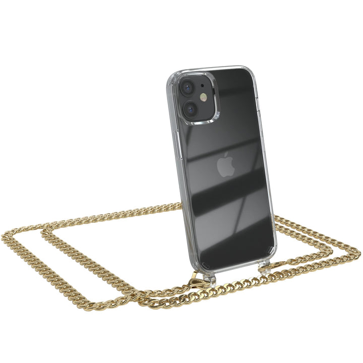 EAZY CASE Handykette kompatibel mit iPhone 12 Mini Handyhülle mit Metall Umhängeband und Ersatz Kord
