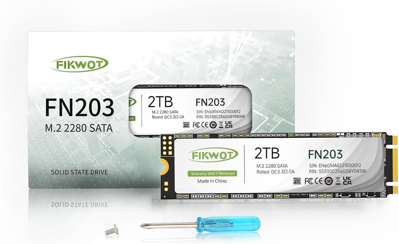 Fikwot FN203 2TB M.2 SATA SSD - SLC Cache 3D NAND TLC SATA III 6Gb/s M.2 2280 NGFF Internal Solid St