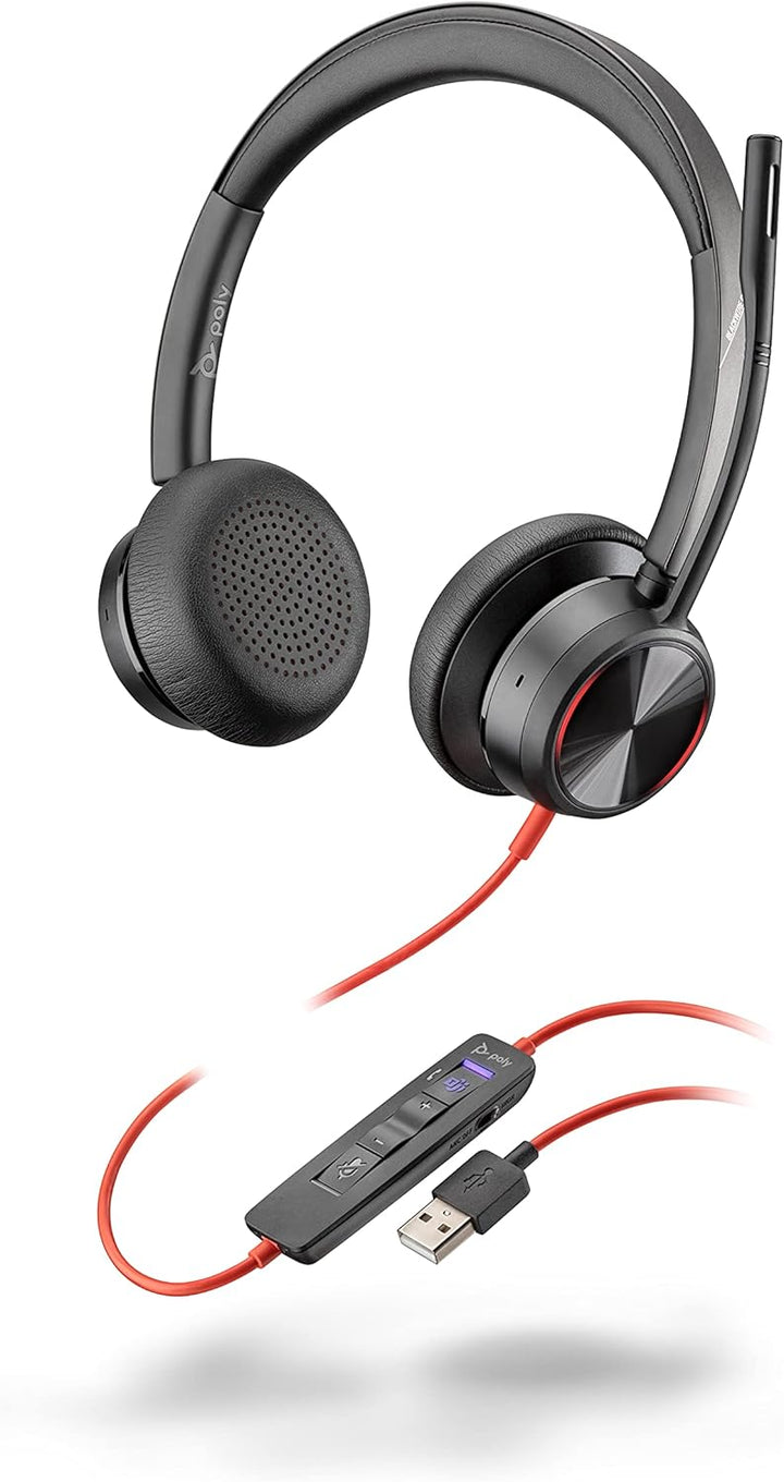 Poly - Blackwire 8225 Stereo-Headset mit Mikrofon (Plantronics) – PC-Headset mit USB-A zum Anschluss