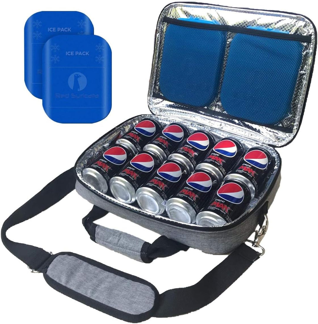 Red Suricata isolierte schlanke Mini Kühltasche - kleine Kühlbox für 10 Getränkedosen - inklusive 2