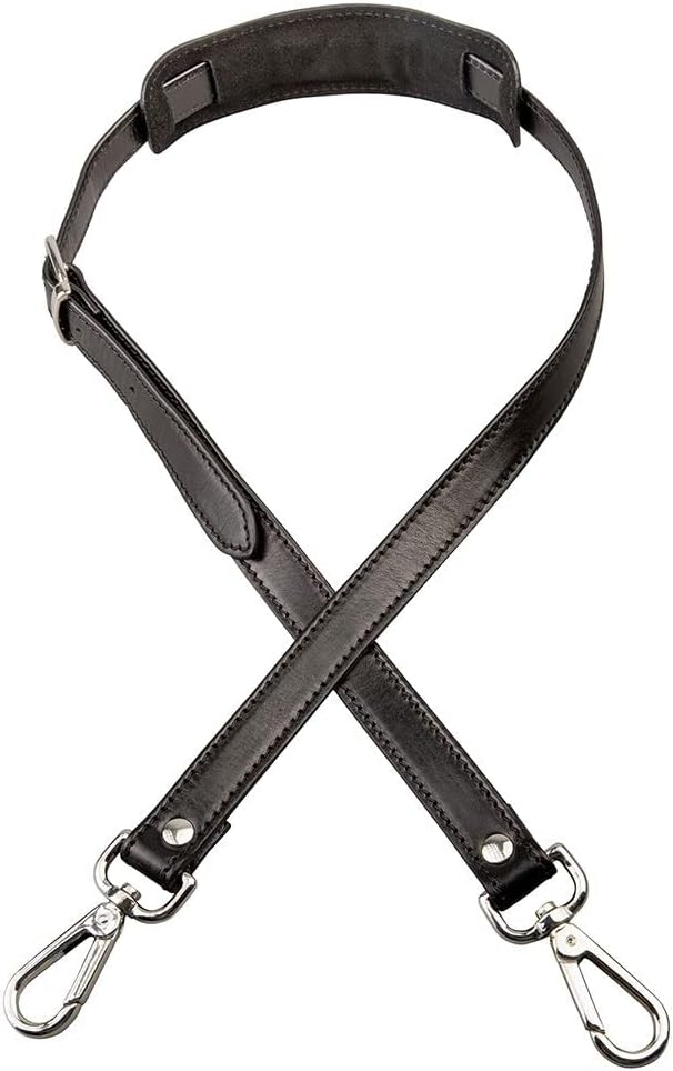 Maxwell Scott Handgefertigter Italienischer Leder Schultergurt in Schwarz, Schwarz