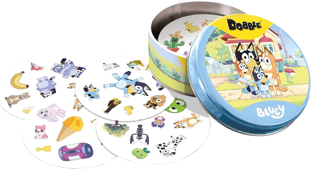 Asmodee, Dobble Bluey, DE-Version, Familienspiel für 2-8 Spieler ab 6 Jahren, Schnelles Reaktionsspi