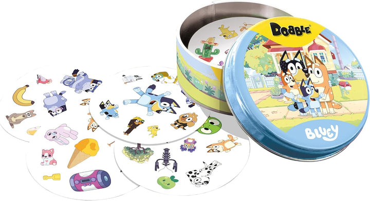 Asmodee, Dobble Bluey, DE-Version, Familienspiel für 2-8 Spieler ab 6 Jahren, Schnelles Reaktionsspi
