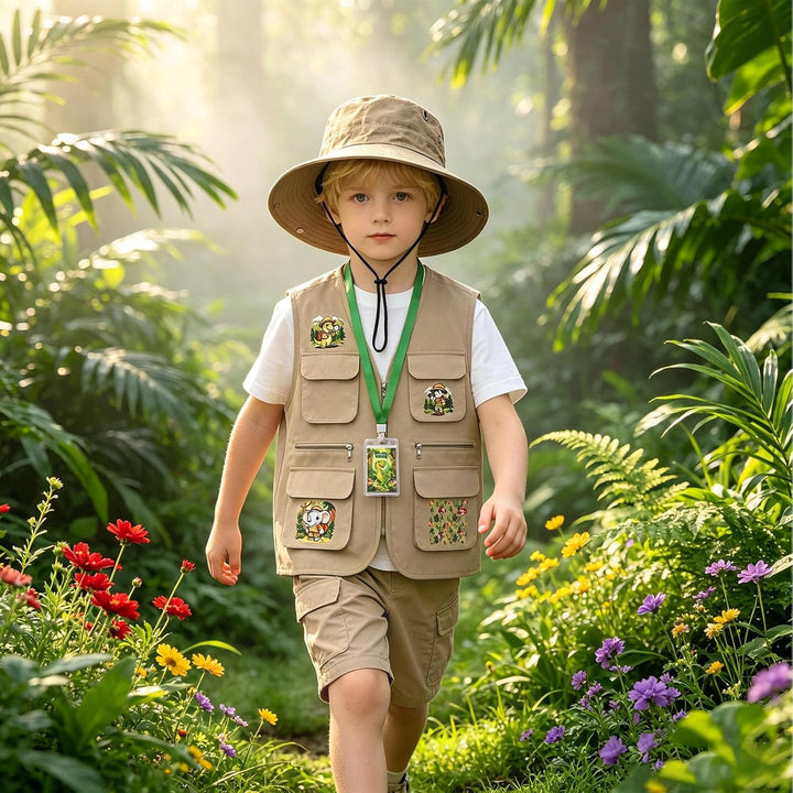 4 Pcs Forscherset für Kinder ab 4 Exploration Spielzeug Safari Kostüm