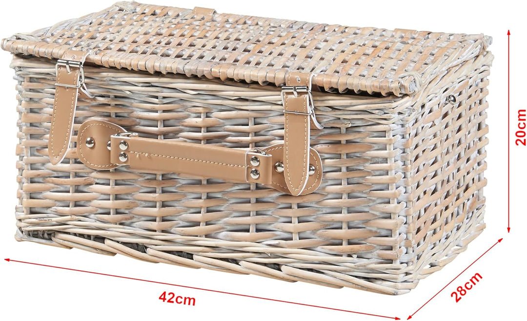 casa.pro Picknickkorb Lumparland Komplettset für 4 Personen Weidenkorb Picknickset aus Geschirr Gläs