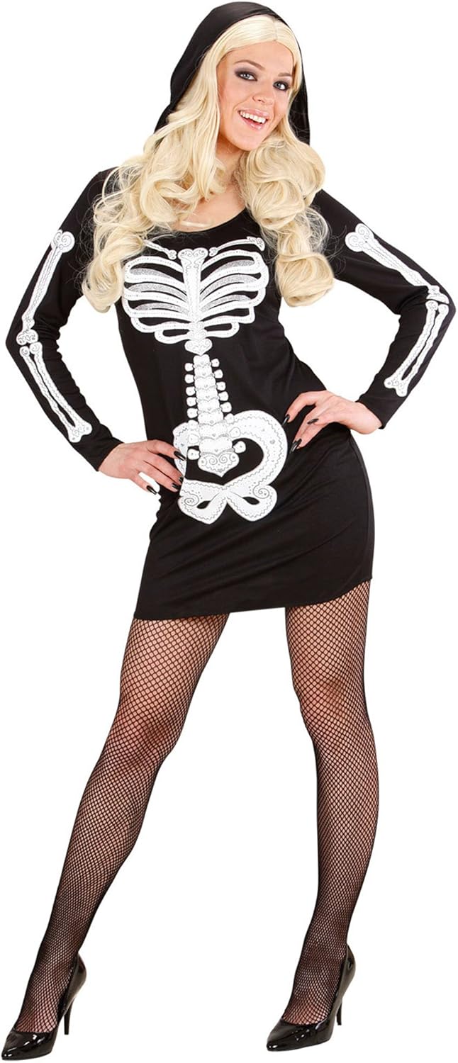 "GLAM SKELETON GIRL" (hooded dress) - (S), S