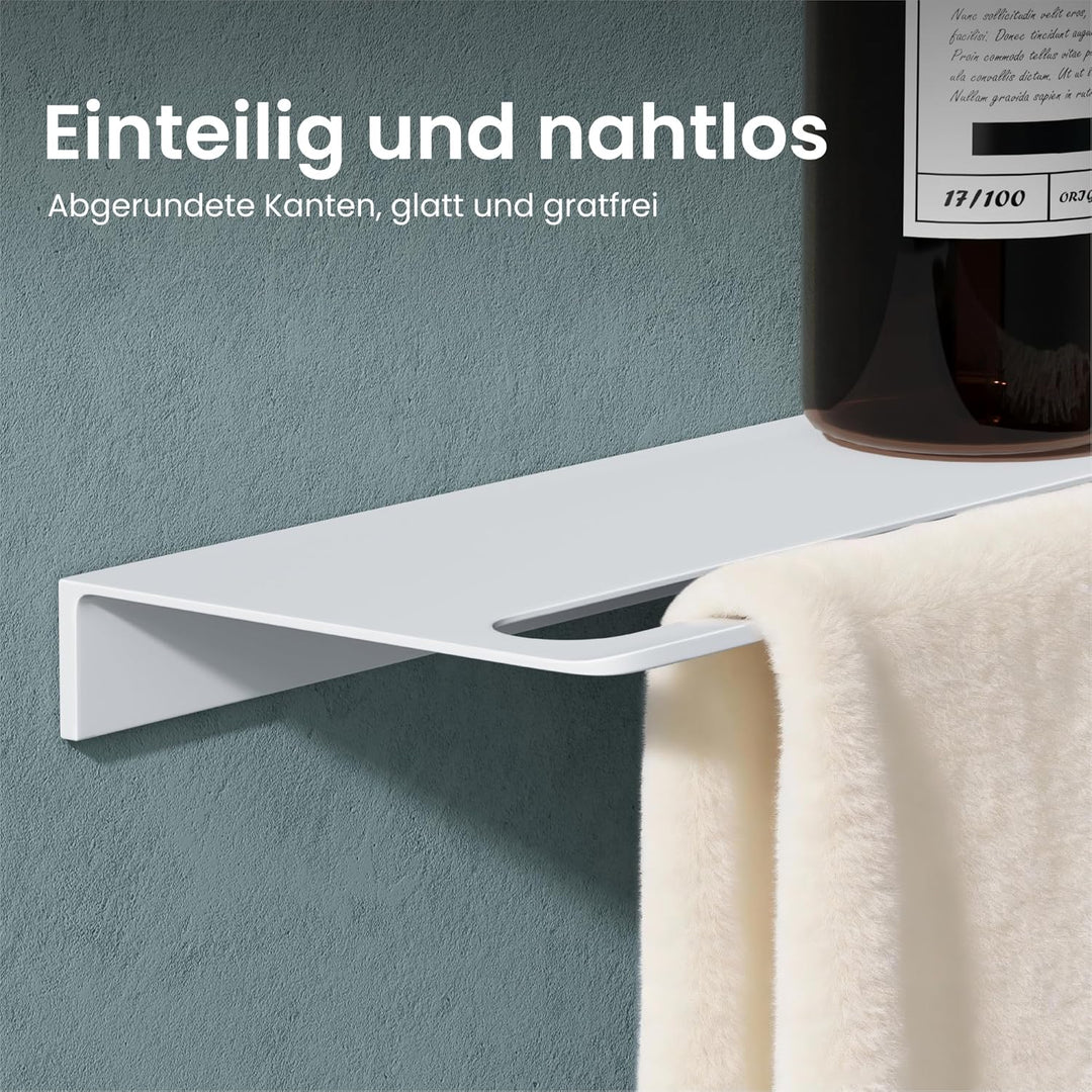 Mai &amp; Mai Duschablage ohne Bohren 80cm Badablage aus Aluminium Matt weiss | Duschregal zum Bohren od