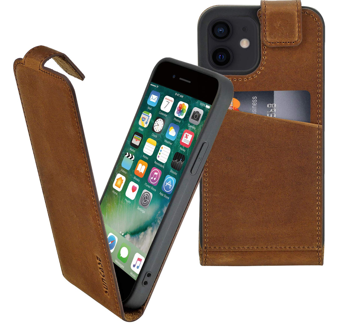 Suncase Original Flip-Style (Ultra-Slim) kompatibel mit iPhone 12 (6.1") Hülle Ledertasche Tasche Sc