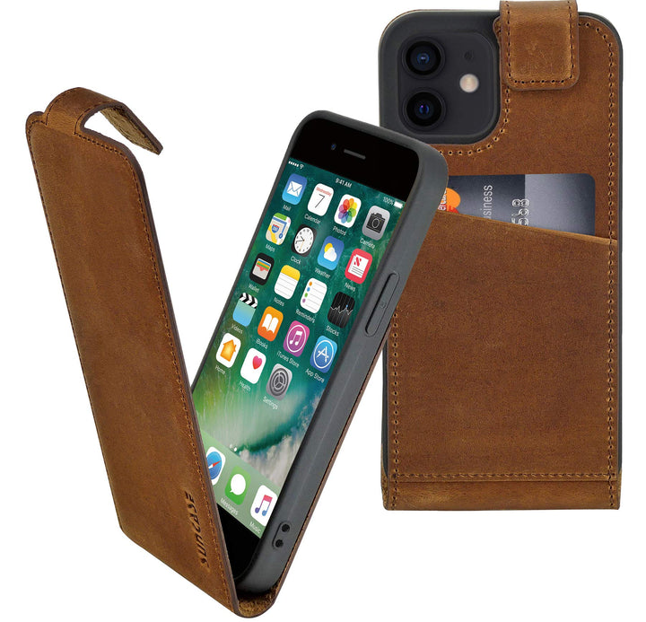 Suncase Original Flip-Style (Ultra-Slim) kompatibel mit iPhone 12 (6.1") Hülle Ledertasche Tasche Sc