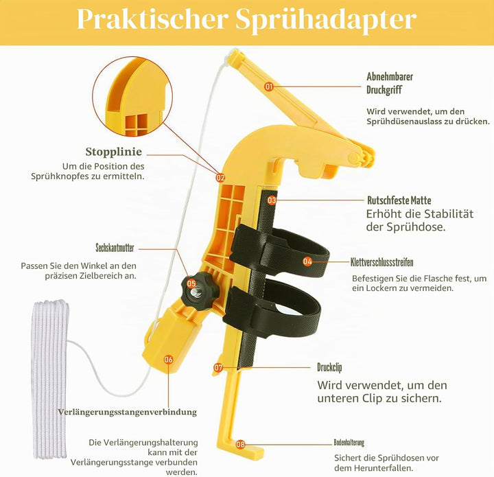 Sprühdosen Verlängerung, Einstellbarer Winkel Spraydosen Verlängerungsstangen Adapter, Sprühdosen Ve