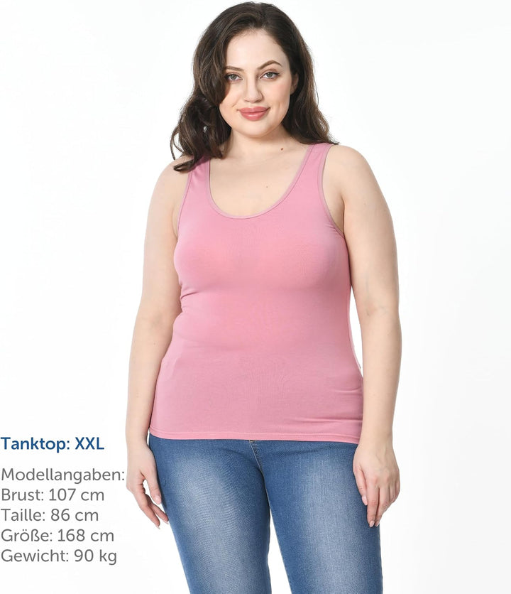 Comfneat Damen 4-Pack Tank Tops Stretch Baumwolle Elasthan Bequeme Unterhemden L Color-set-5 4-pack,