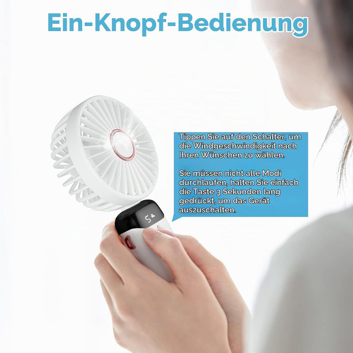 Rafada Handventilator, Tragbarer Mini Ventilator, Wiederaufladbar, Kleiner Taschenventilator Mit 5 G