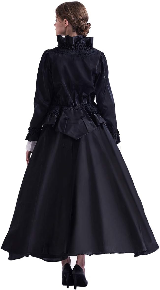 GRACEART Damen Gothic Viktorianisches Kleid Renaissance Maxi Kostüm (XXL, Schwarz) XXL Schwarz, XXL