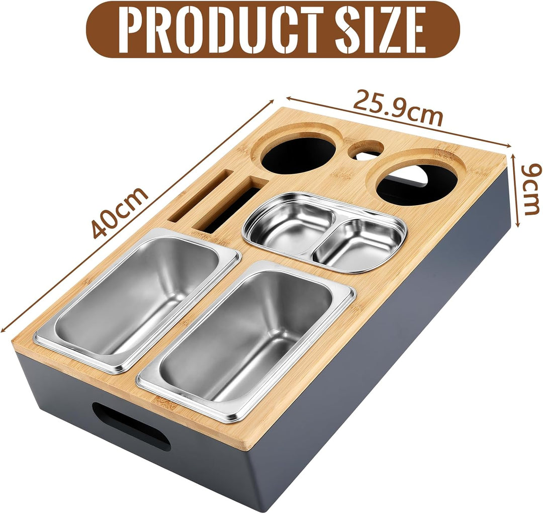 Collazoey Couchbar Snackbox, Mit Snackschalen Aus Edelstahl,mit Abnehmbarer Deckel, Couch Tablett, S