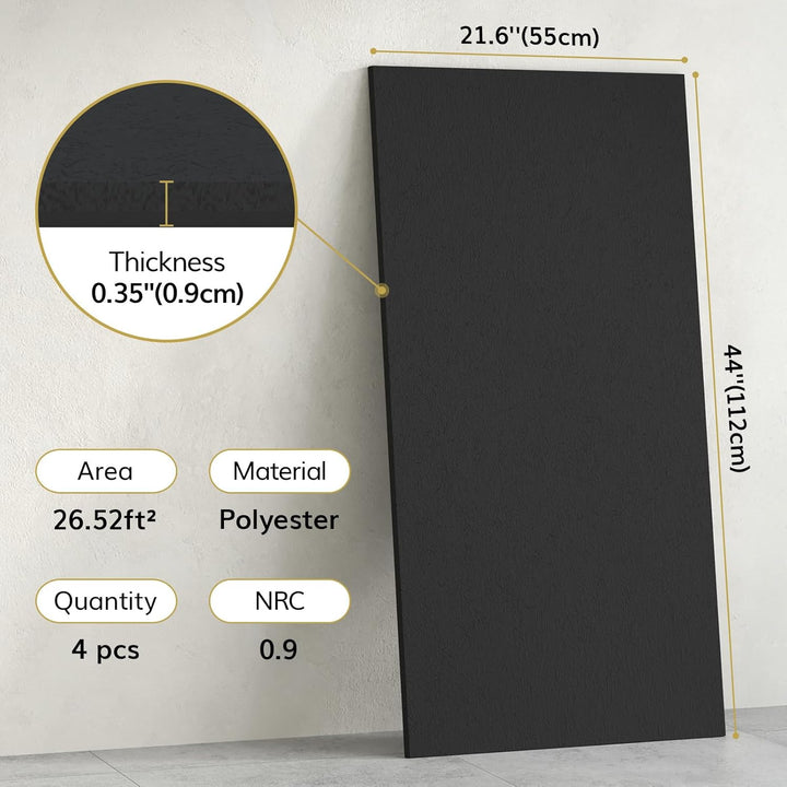 TONOR Gross Akustikpaneele Selbstklebend, 4 Pack 112x55 cm Schallschutzplatten Akustikplatten für Wa