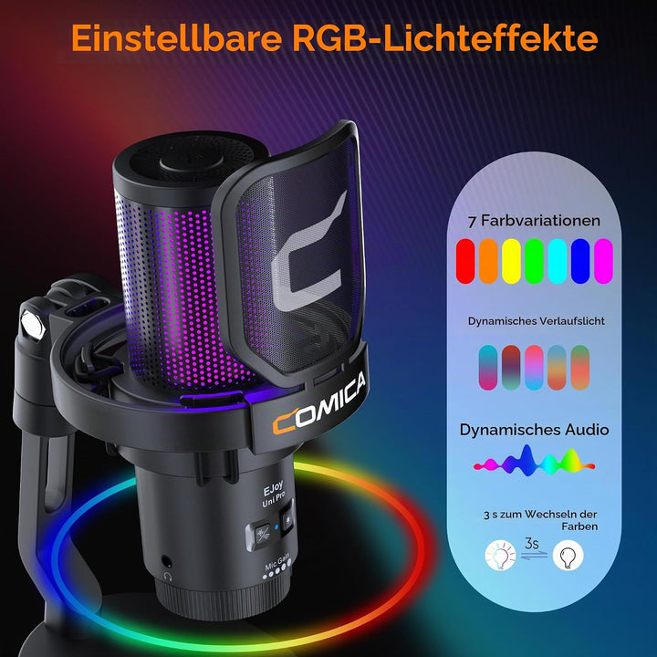 COMICA EJoy Uni Pro Kabellos USB Mikrofon PC, Gaming Mikrofon für Streaming Podcast Studio, PS4/PS5/