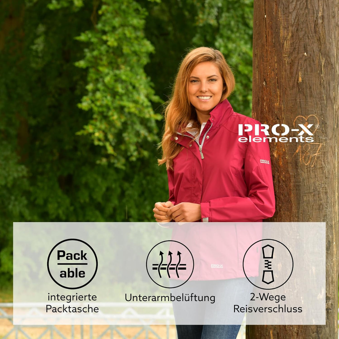 PRO-X elements Damenjacke CARRIE I Damen Regenjacke mit verschweissten Nähten, Unterarmbelüftung ink