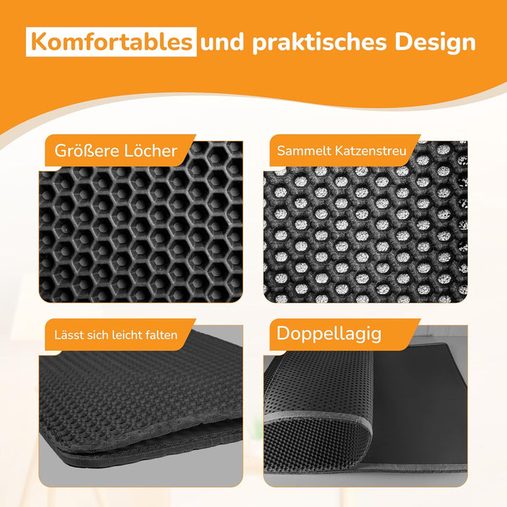 LINUMA® Katzenklo Matte 90x76cm, Katzenstreu Matte, Katzenmatte Katzenklo, Matte Katzenklo Unterlege