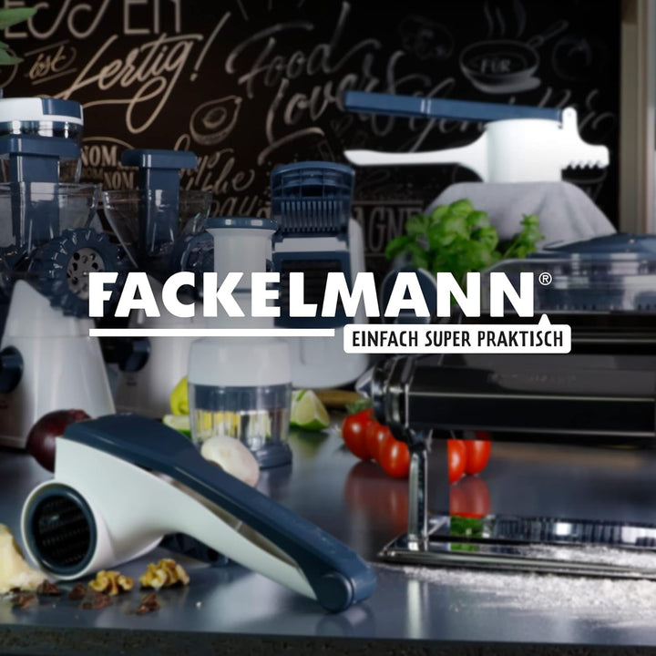 FACKELMANN Fruchtsaftpresse, Edelstahl, Weiss, Blau und Transparent, 30 x 13 x 26cm