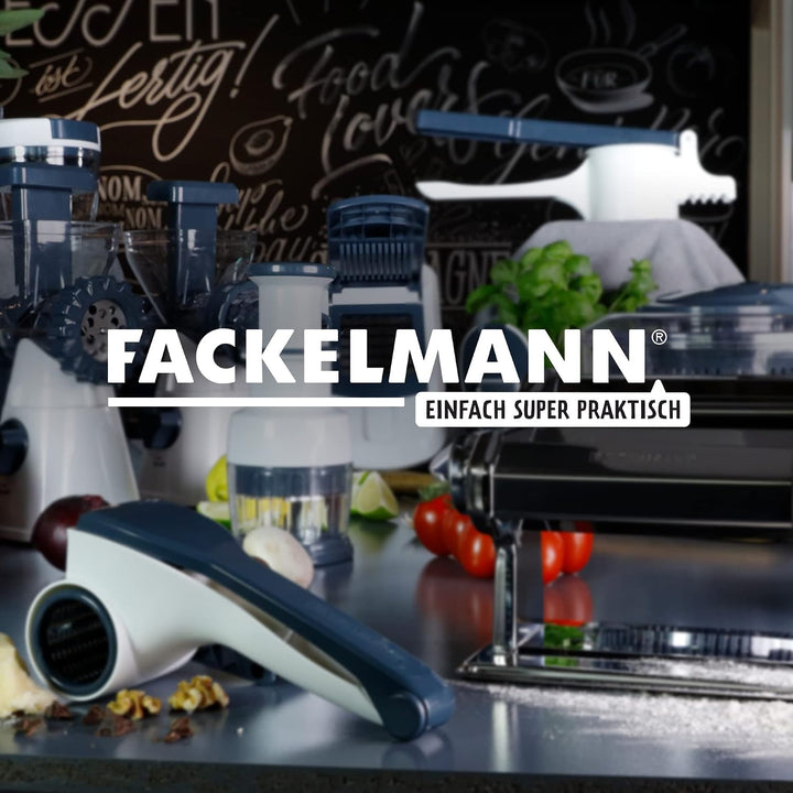 FACKELMANN Fruchtsaftpresse, Edelstahl, Weiss, Blau und Transparent, 30 x 13 x 26cm
