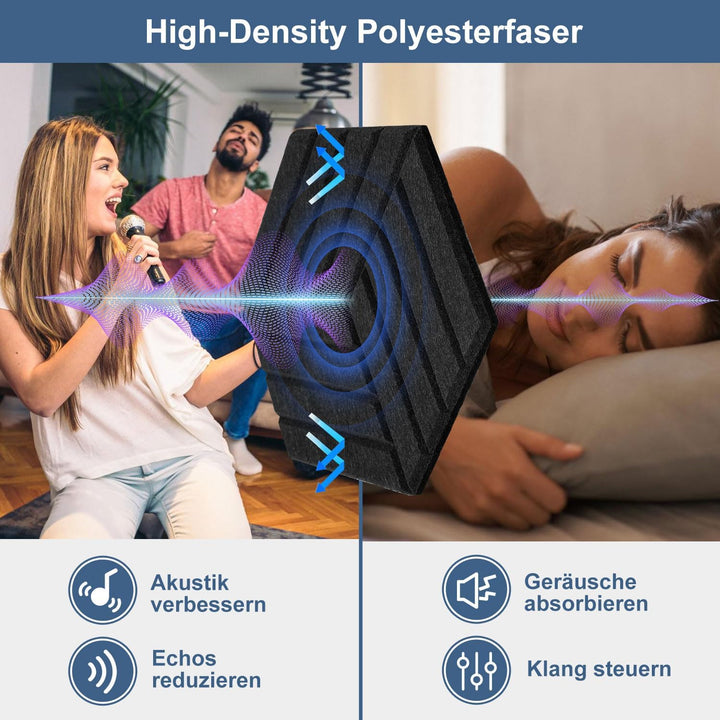 Fiqops 18er Hexagon Akustikpaneele Selbstklebend Akustikplatten Schwarz Hohe Dichte Schallabsorber P